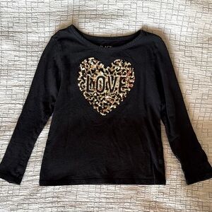 Black Sequin Heart Love Girls Top